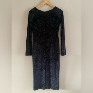 Fuzzi x Jean Paul Gaultier Black Velvet Burnout Vampy Bodycon Dress MEDIUM